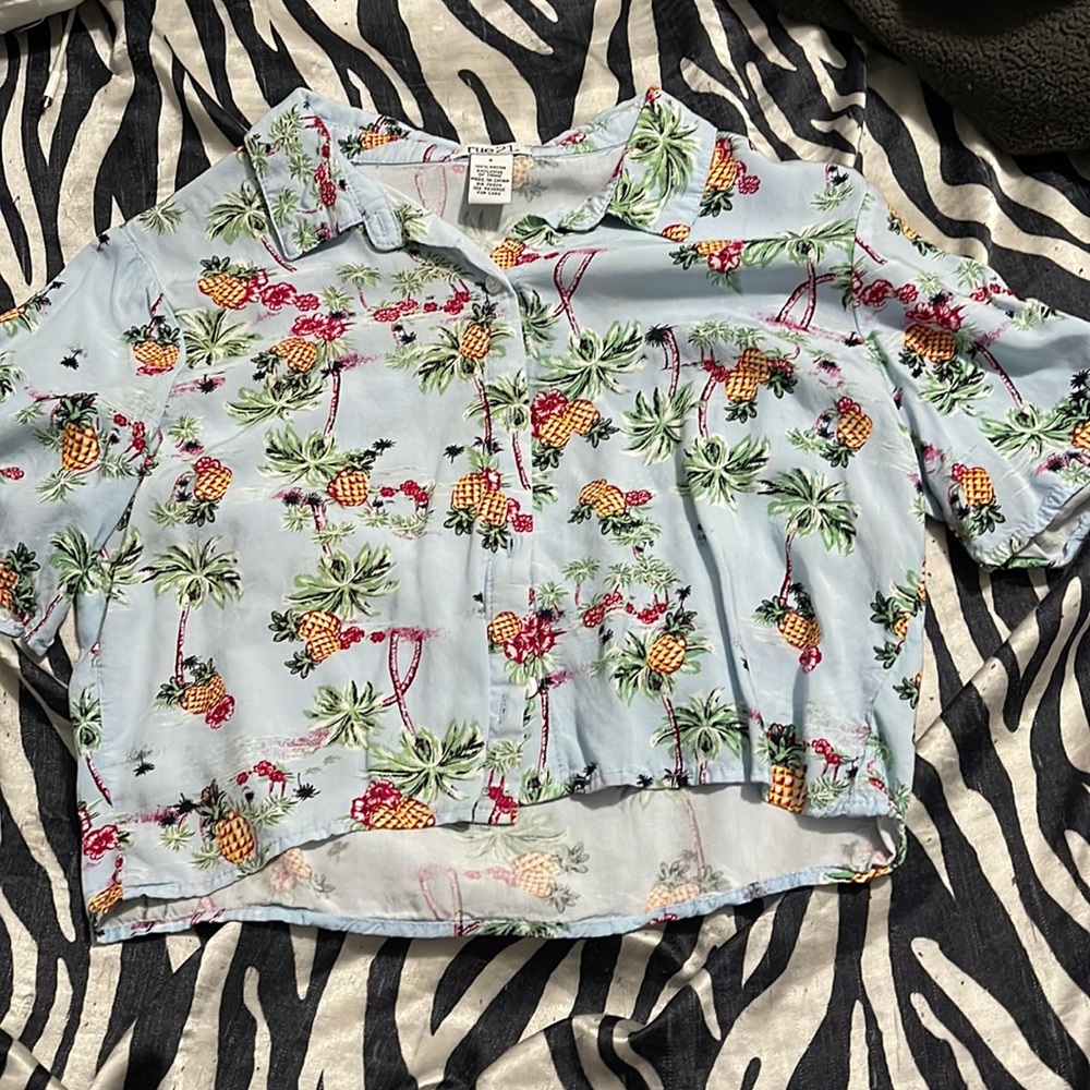 Hawaiian button up crop top
